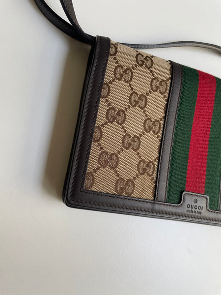 GUCCI VINTAGE CANVAS WALLET WITH STRAP