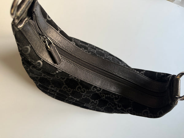 GUCCI TOM FORD SUEDE BAMBOO MONOGRAM BAG VINTAGE