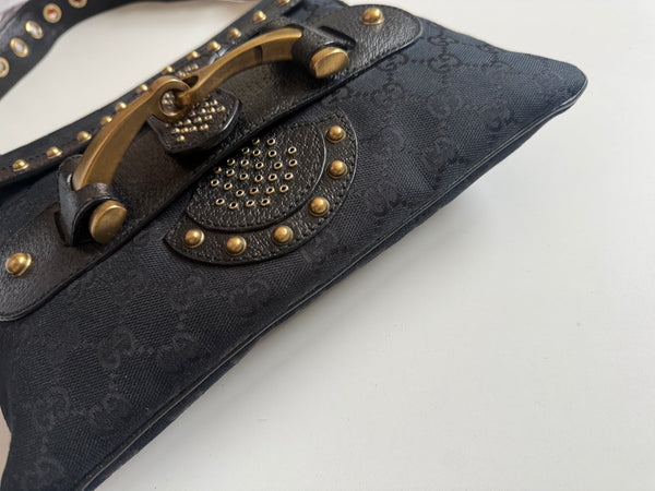 GUCCI STUDDED PELHAM RUNWAY FLAP MONOGRAM VINTAGE BAG