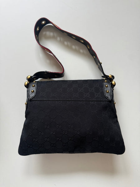GUCCI STUDDED PELHAM RUNWAY FLAP MONOGRAM VINTAGE BAG