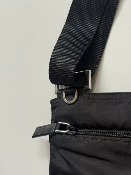 PRADA VINTAGE NYLON FLAT CROSSBODY MESSENGER BAG