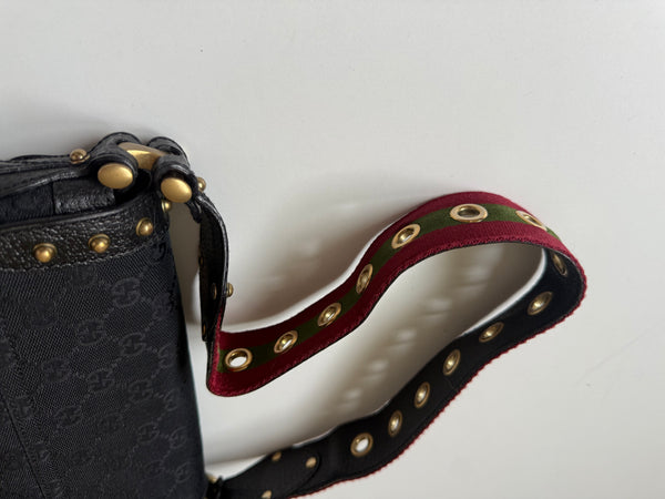 GUCCI STUDDED PELHAM RUNWAY FLAP MONOGRAM VINTAGE BAG