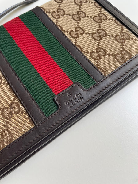 GUCCI VINTAGE CANVAS WALLET WITH STRAP