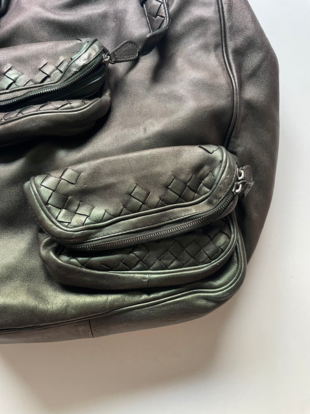 BOTTEGA VENETA IRIDESCENT SCARABEE MULTI POCKET TOTE GREEN VINTAGE