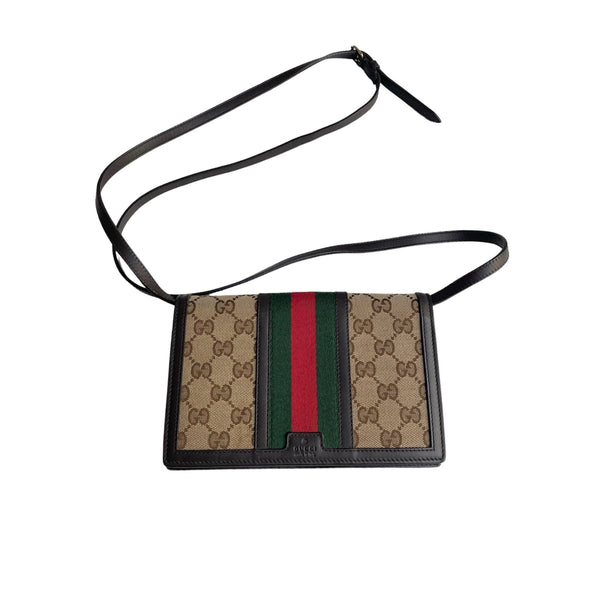 GUCCI VINTAGE CANVAS WALLET WITH STRAP