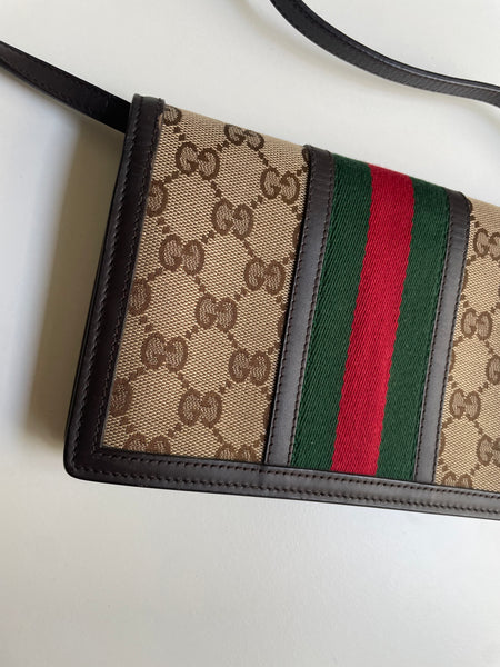 GUCCI VINTAGE CANVAS WALLET WITH STRAP