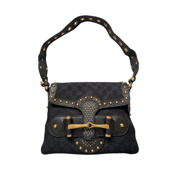 GUCCI STUDDED PELHAM RUNWAY FLAP MONOGRAM VINTAGE BAG