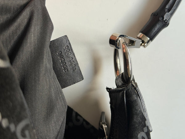 GUCCI TOM FORD SUEDE BAMBOO MONOGRAM BAG VINTAGE