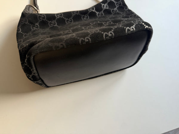 GUCCI TOM FORD SUEDE BAMBOO MONOGRAM BAG VINTAGE