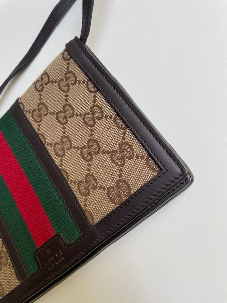 GUCCI VINTAGE CANVAS WALLET WITH STRAP