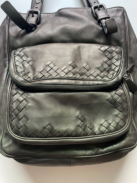 BOTTEGA VENETA IRIDESCENT SCARABEE MULTI POCKET TOTE GREEN VINTAGE