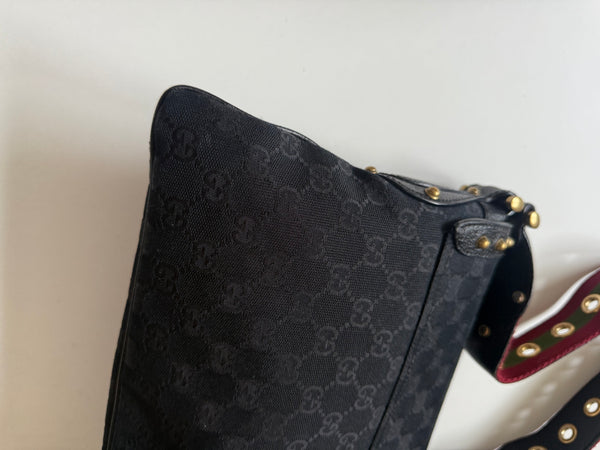 GUCCI STUDDED PELHAM RUNWAY FLAP MONOGRAM VINTAGE BAG